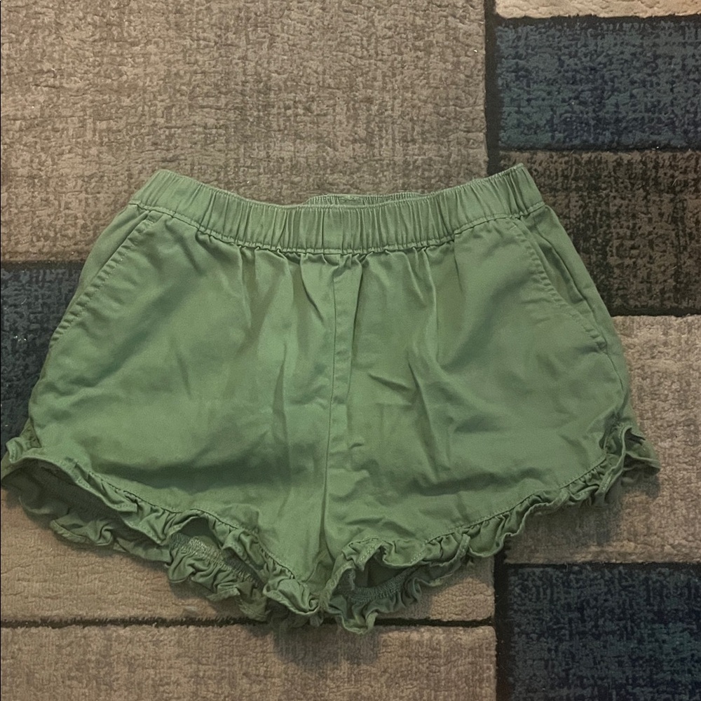 Crewcuts Olive Green Ruffled Shorts